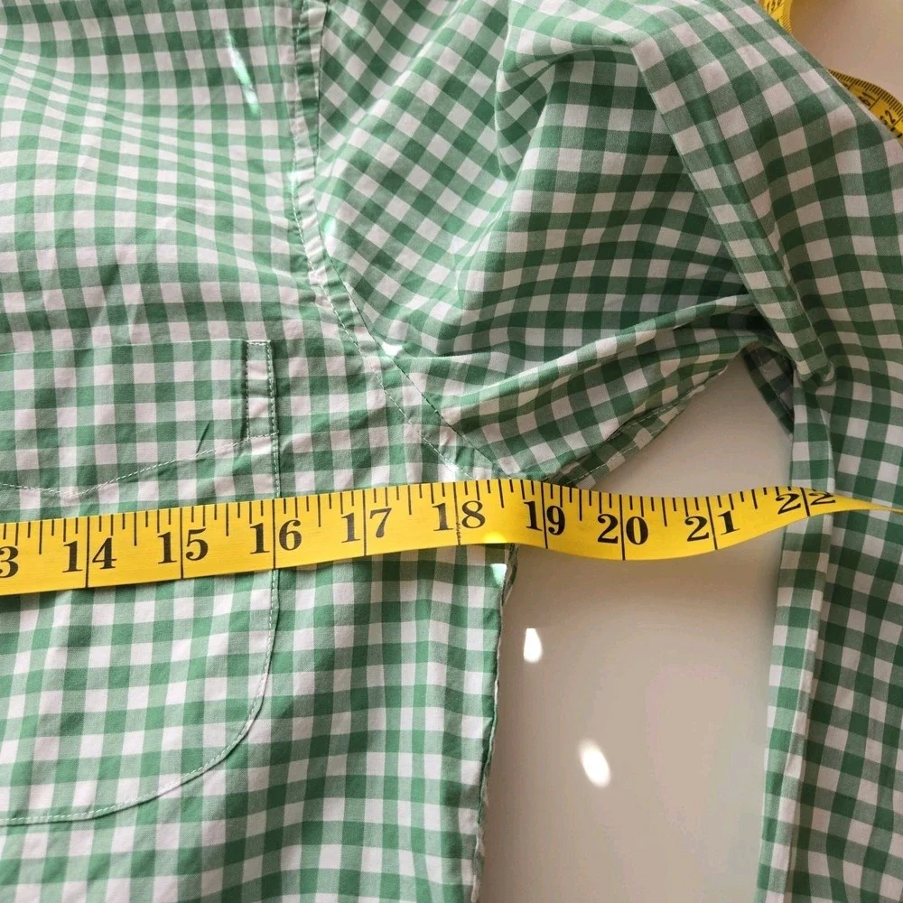 J. Crew Secret Wash Shirting Mens Size S Green Gingham Check Long Sleeve‎ Shirt